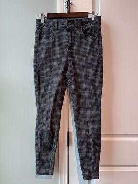 American Eagle Gray and Brown Plaid High Rise Skinny Jeans